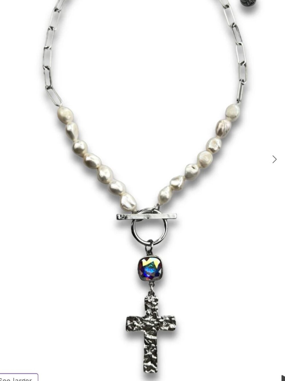 Pearl & Cross Necklace